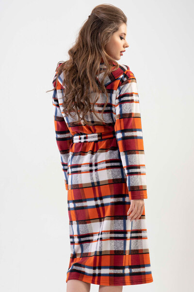 VİENETTA Fleece Hooded Long Dressing Gown
,201006