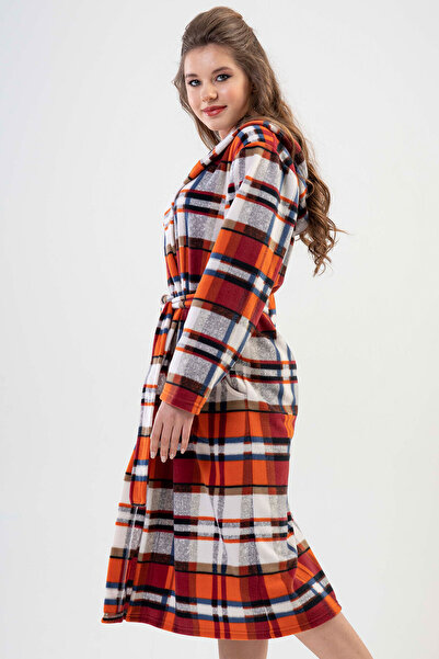 VİENETTA Fleece Hooded Long Dressing Gown
,201006