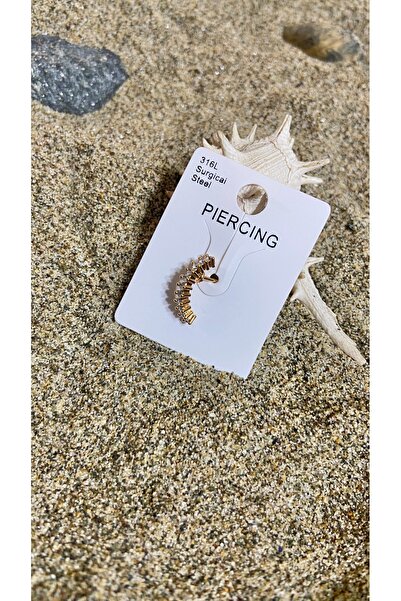 YASUGARAGE Cerrahi çelik helix,tragus,lobe,conch uyumlu baget taşlı yarım halka piercing
