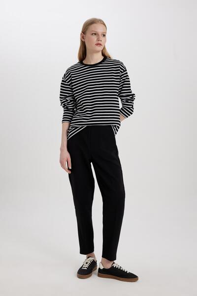 DeFacto Regular Fit Bisiklet Yaka Çizgili Penye Uzun Kollu Tişört Y1507az24sp