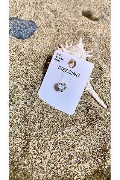 YASUGARAGE Cerrahi çelik helix,tragus,lobe,conch uyumlu tek taş kalp piercing