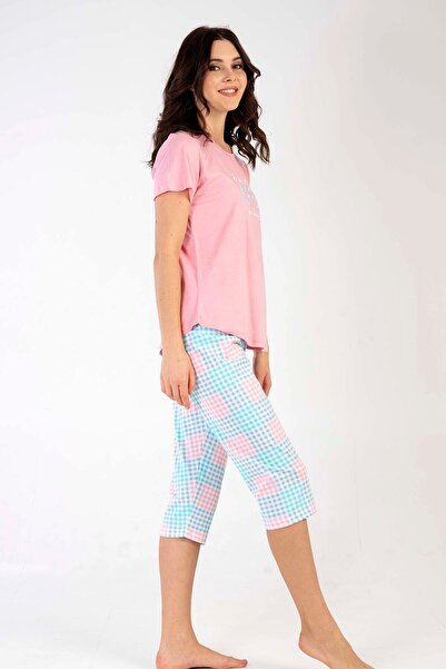 VİENETTA Pamuklu Kadın Kısa Kol Kaprili Pijama Takım
, 211049