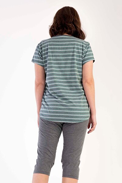 VİENETTA Women's Large Size Short Sleeve Capri Pajamas Set
,212553