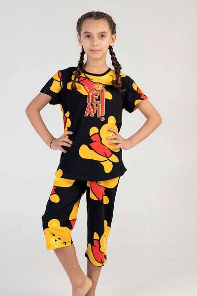 VİENETTA Cotton Girl's Short Sleeve Capri Pajama Set
,211452