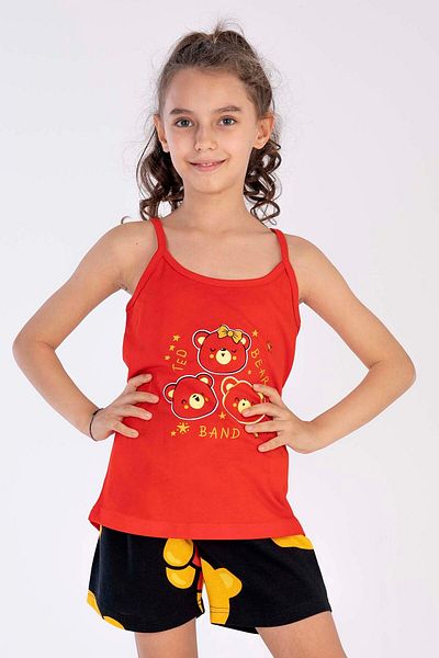 VİENETTA Cotton Girl's Rope Strap Pajama Set with Shorts
,211449