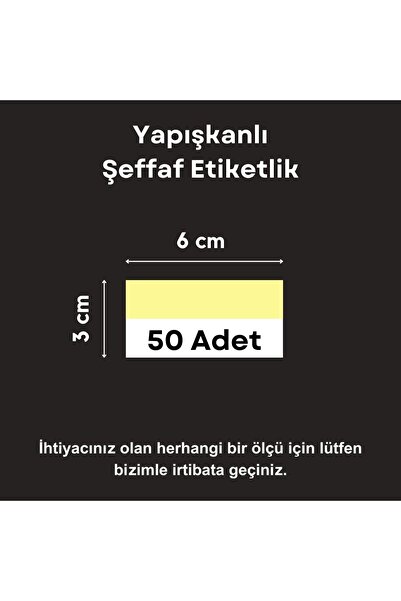Şeffaf Etiket 50 ad PVC Etiketlik Yapışkanlı 6x3 cm Raf Etiket Cebi Yapışkanl...