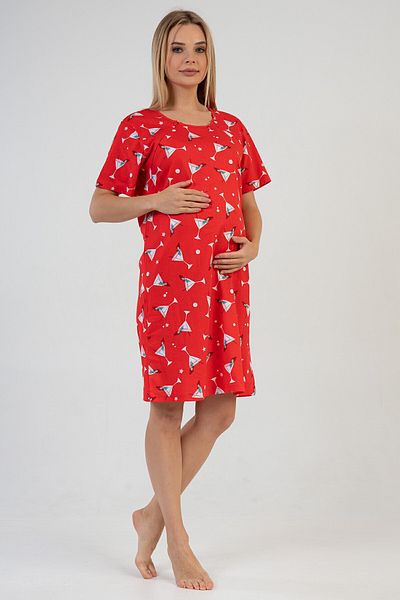 VİENETTA Women's Zippered Short Sleeve Maternity Nightgown
,209018