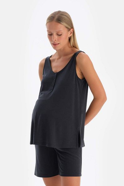 Dagi Tricou negru modal cu jumătate de plăcuță pentru femei însărcinate