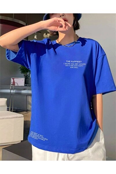 Derays The Happiest Baskılı Oversize T-shirt