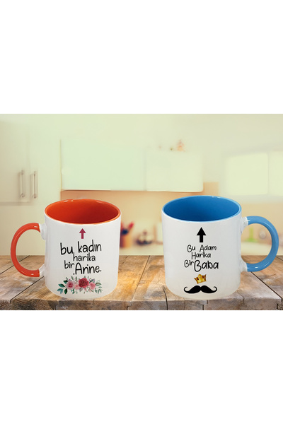 GünayStore طقم كوب نسائي رائع للأم والرجل، طقم كوب رائع مطبوع عليه نص الأب من...