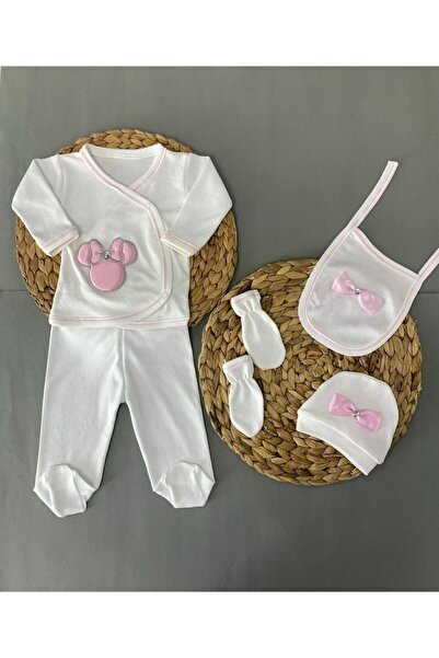 Petite Ponpon Baby طقم خروج من المستشفى مكون من 5 قطع لملابس الأطفال حديثي ال...