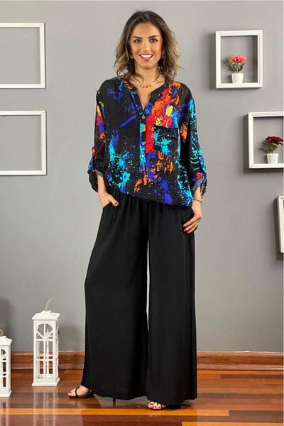 Nevin Kaya Moda Black Palazzo Trousers