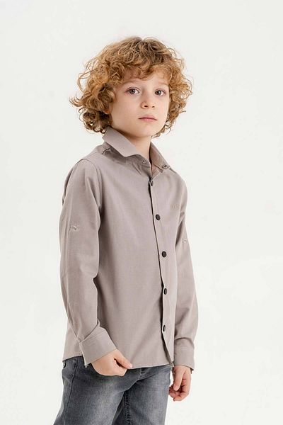 Gold Class Kidswear Cămașă de bază cu mânecă lungă pliabilă pentru băiat
