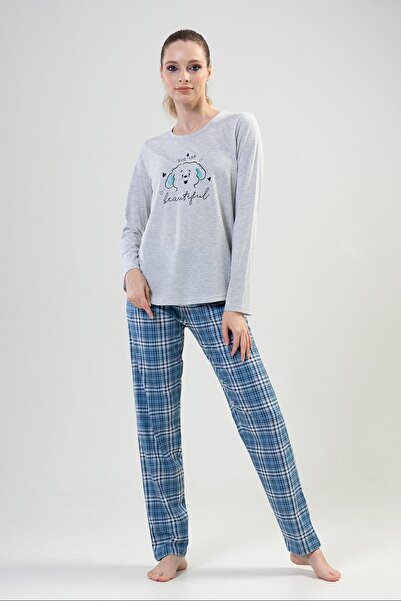 VİENETTA Pamuklu Kadın Uzun Kol Pijama Takım, 204159