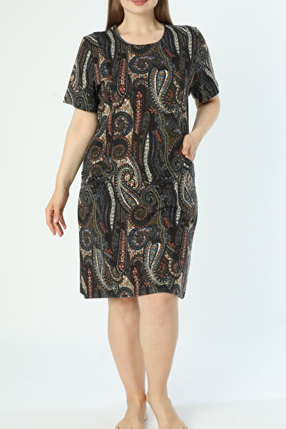 İntensive Φόρεμα με εμπριμέ τσέπες χτενισμένο βαμβακερό μοντάλ βαμβακερό κοντομάνικο φόρεμα