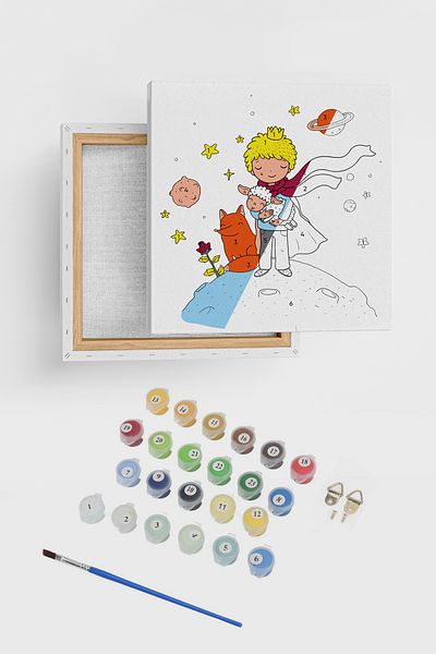 lismo kids 20x20 Cm Space And Planets Painting By Numbers Children's Hobby Activity Set Canvas Brush Paint Included
