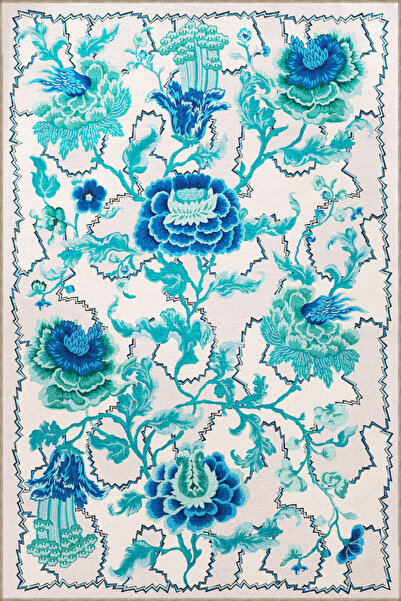 Rugs Modern Halı Тюркоазен модерен декоративен килим с абстрактен флорален де...