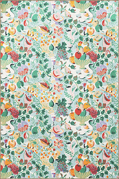 Rugs Modern Halı Çok Renkli Çiçek ve Meyve Desenli Modern Dekoratif Halı 3415