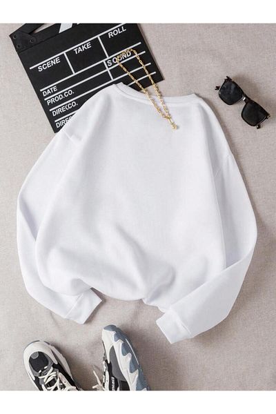 AEMİ Φούτερ Unisex Heart Printed Winter Cotton Crew Neck Oversize φούτερ