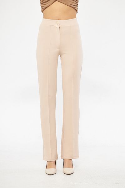 Maxi İdol Palazzo-Hose aus Lycra mit ultrahohem Bund in Crêpe-Stoff Stein