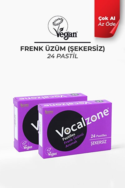 Vocalzone Frenk Üzümlü (ŞEKERSİZ) Pastil 24'lü 2'li Paket