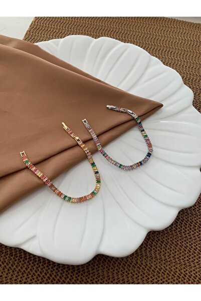 Shakira Accesories Çelik Renkli Baget Taşlı Su Yolu Bileklik