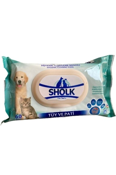 Sholk Kedi Ve Köpekler Için Tüy Ve Pati Islak Temizleme Mendili 60'lı