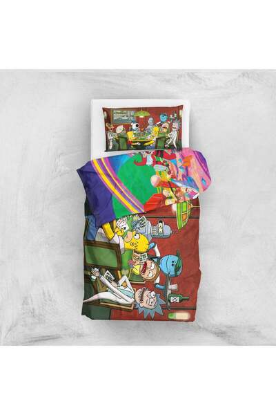 The Lucid Lab Champions League Poker & Rick And Morty Çift Taraflı Nevresim Takımı 160 Cm X 220 Cm