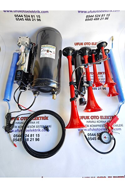 HORNS büyük kafa 5 Borulu Dadan Yankılı Korna Otomatik Sistem Havalı Korna Ful Set