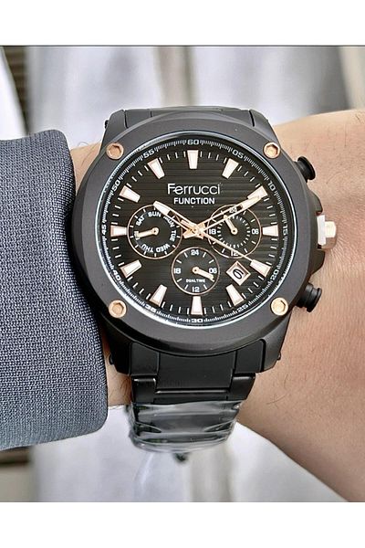 Ferrucci Men's Multifunctional Metal Band Wristwatch