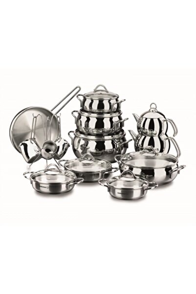 KORKMAZ 23 Parça 01a1725 Tombik Çelik Çeyiz Tencere Seti