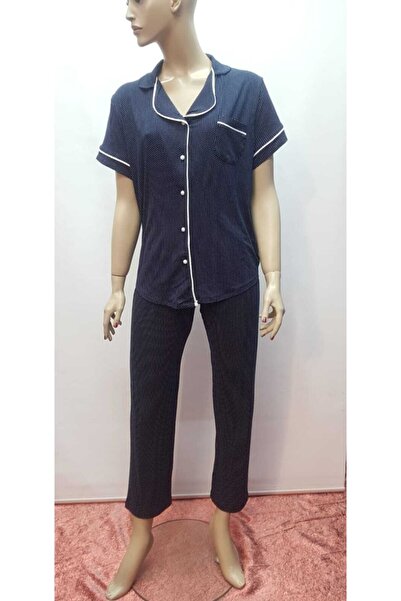 LİMİSSİ 618 Ženska tamnoplava Tačkasti dezen delna Na dugmad sprijeda pidžama...