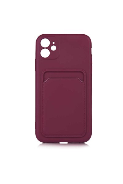 Nezih Case Apple Iphone 12 Uyumlu Kadife Cüzdan Kılıf Mürdüm