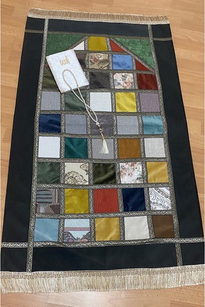 AYHANHOME Patchwork Patchwork Velvet 3-Piece Gift Dowry Bundle Prayer Rug Set