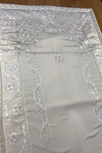 bohemian buldan Home's White Embroidered Silk Taffeta Prayer Rug