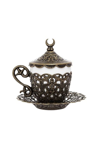 BAZAAR 4 كوب نسكافيه بتصميم عثماني أصفر عتيق