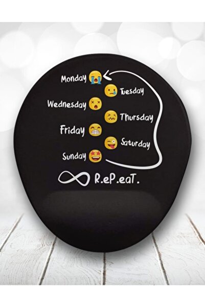 Atölye Çizgi Haftalık Rutin Tekrar Emojili Bilek Destekli Mouse Pad