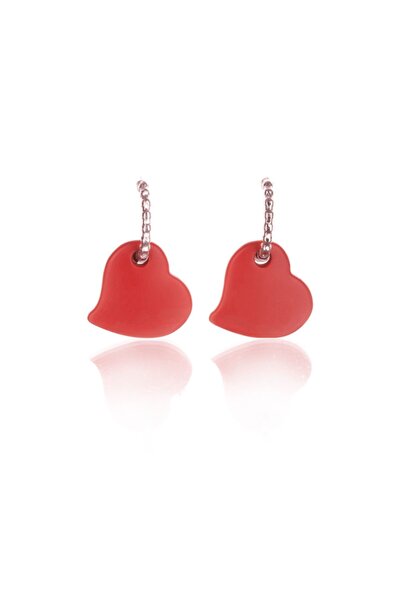 Leerybee Matte Red Color Antiallergic Heart Earrings