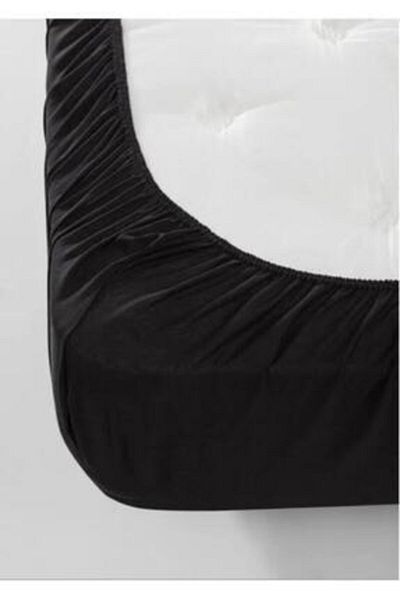 mer-tim ezberbozan ev tekstili Set de lenjerie de pat pentru bebeluși Ranforce elastic 70x140 - negru