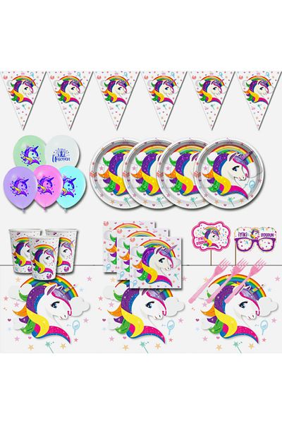 UNICORN 16 Person Birthday Party Supplies Set