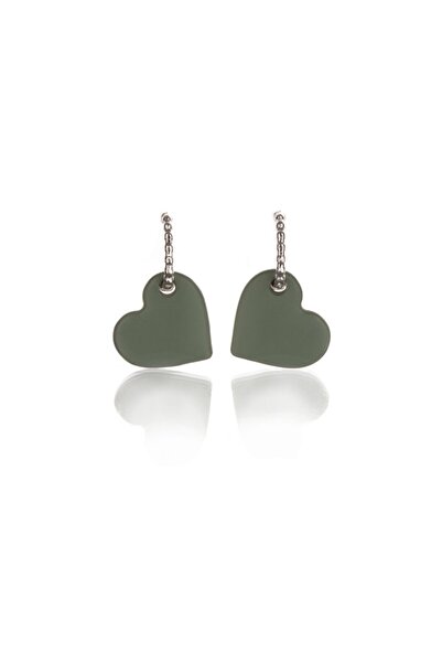 Leerybee Matte Khaki Color Antiallergic Heart Earrings