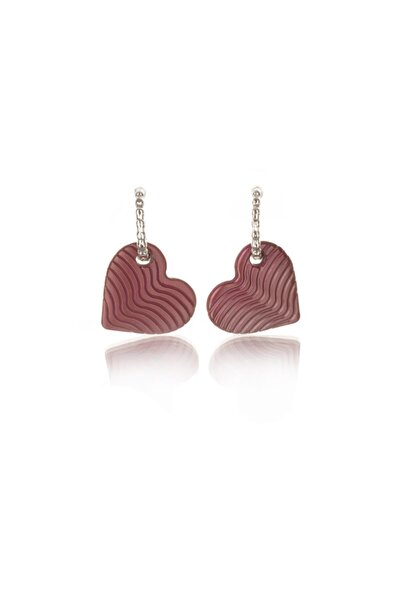 Leerybee Matte Burgundy Color Antiallergic Heart Earrings