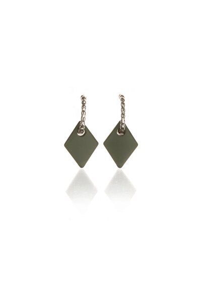 Leerybee Matte Khaki Color Antiallergic Tile Earrings