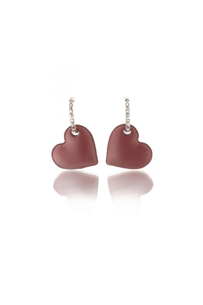 Leerybee Matte Burgundy Color Antiallergic Heart Earrings