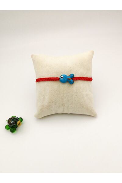 camADA Murano Turkuaz Ebruli Balık Makrome Ip Bileklik