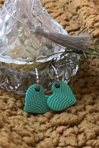 Leerybee Water Green Color Antiallergic Heart Earrings