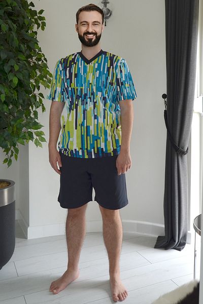 Nur Aka by Nurteks Men's Colorful Large Size Pajama Set with Pocket Detail