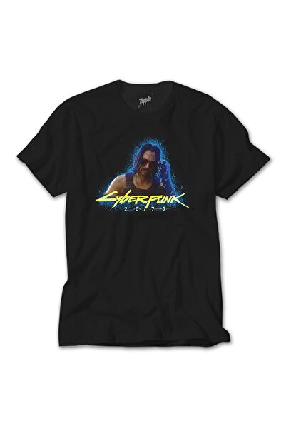Z zepplin Tricou negru Cyberpunk 2077 Keanu Reeves