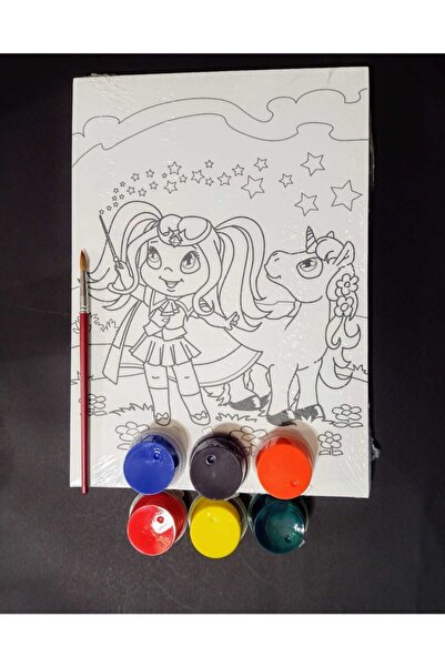 Pippa Unicorn Çocuklar Için Desenli Tuval Boyama Başlangıç Seti