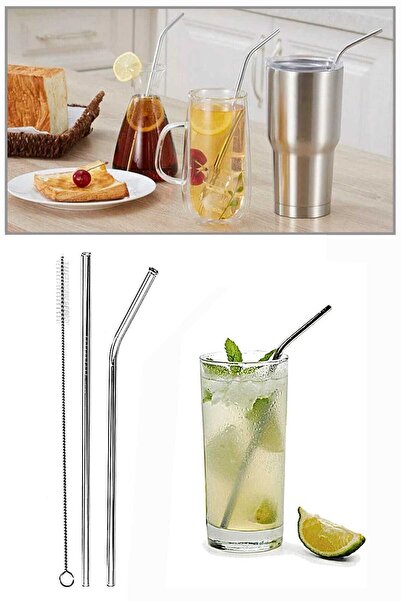 Happy Kitchen 2 Li Paslanmaz Çelik Pipet + Temizleme Fırçası /ckbl587